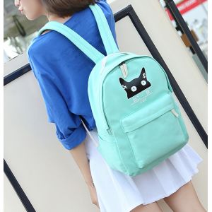 Мятный Школьный рюкзак с котом + сумка + пенал 