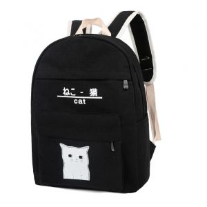 Черный рюкзак с милым котиком 033