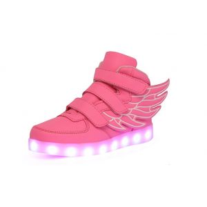 Детские розовые светящиеся кроссовки с крыльями 09