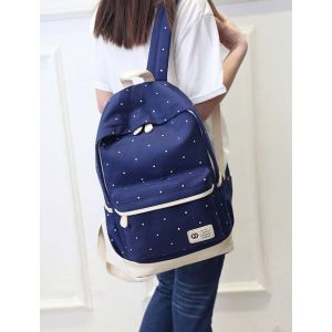 Синий Школьный рюкзак в горошек + пенал + сумка 