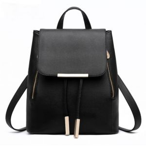Черный кожаный рюкзак для девушки 014
