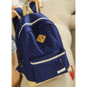 Синий Школьный рюкзак в горошек для девочки