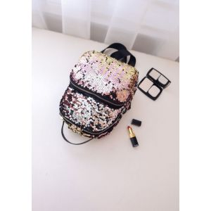 Кожаный женский рюкзак с пайетками 012