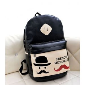 Черный кожаный рюкзак French Mustache 003