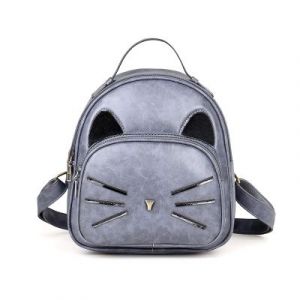 Серый рюкзак с ушками кошки 034