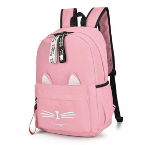 Школьный Розовый рюкзак с ушками котика