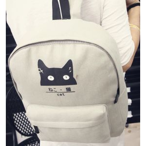 Серый рюкзак с котиком 