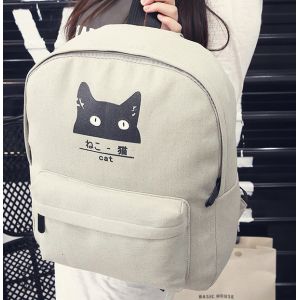 Серый рюкзак с котиком 