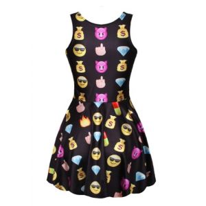 Черное платье со смайликами Emoji