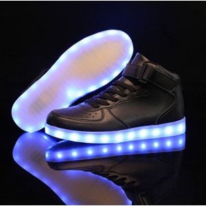 Высокие черные светящиеся кроссовки с LED подсветкой