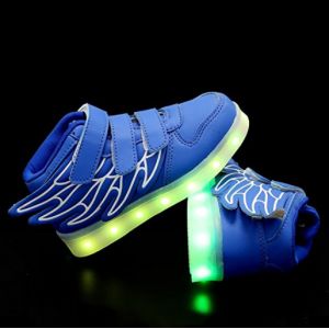 Детские синие светящиеся кроссовки с крыльями 012