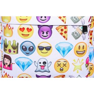 Школьный Белый рюкзак со смайликами Emoji + пенал 