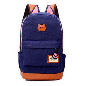 Темно-синий рюкзак с ушками кошки 038