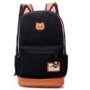 Черный рюкзак с ушками кошки 042