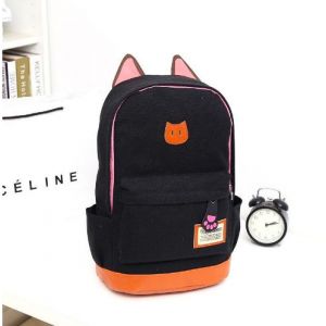 Черный рюкзак с ушками кошки 042