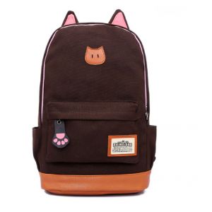 Коричневый рюкзак с ушками кошки 046