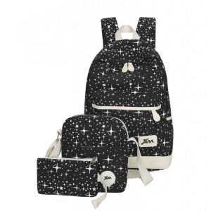 Черный рюкзак космос + пенал + сумка 038