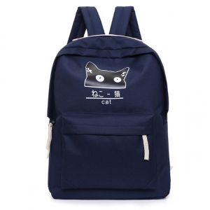 Синий рюкзак с котом + сумка + пенал 025