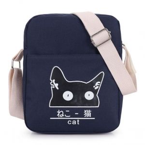 Синий рюкзак с котом + сумка + пенал 025