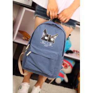 Синий рюкзак с котом + сумка + пенал 026