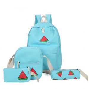 Голубой рюкзак  с арбузом + пенал + сумочка 047