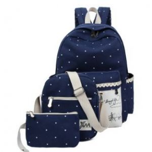 Синий рюкзак с горошком + пенал + сумка 051