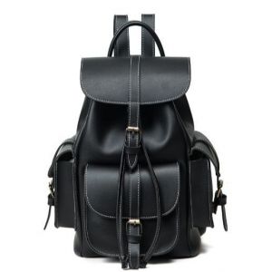 Черный кожаный женский рюкзак 059