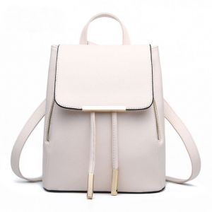 Белый кожаный рюкзак для девушки 013
