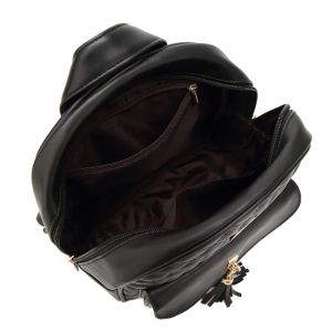 Черный кожаный рюкзак + клатч + кошелек 012