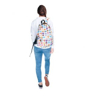 Белый рюкзак с популярными смайликами Emoji 