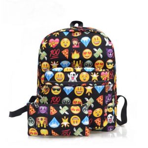Черный рюкзак со смайликами Emoji + пенал 04