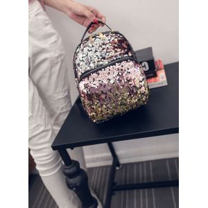 Кожаный женский рюкзак с пайетками 012