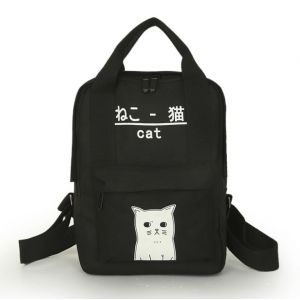 Черный рюкзак для подростков с котом