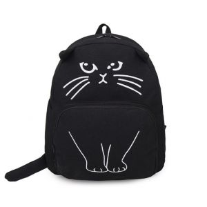 Черный рюкзак с котиком 