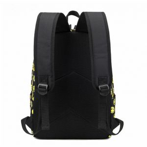 Черный рюкзак со смайликами + пенал + сумка 012
