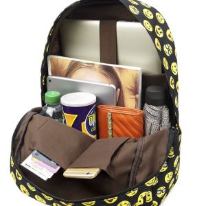 Черный рюкзак со смайликами + пенал + сумка 012