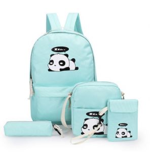 Мятный рюкзак панда + сумка + пенал 049