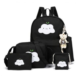 Черный рюкзак облако + пенал + сумка 012