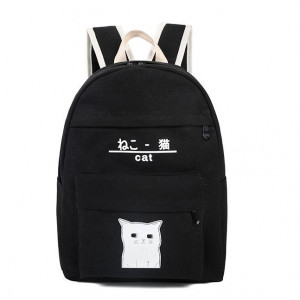 Рюкзак для девочки подростка "Черный Котик"