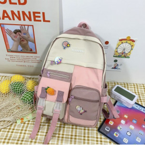 Молодежный рюкзак со значками и карманами 0128