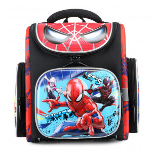 Школьный рюкзак с ортопедической спинкой для мальчика первоклассника черного цвета Человек-Паук
