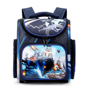 Школьный рюкзак с ортопедической спинкой для мальчика первоклассника Военный Корабль