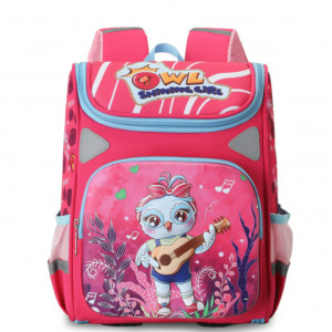 Школьный рюкзак с ортопедической спинкой для девочки первоклассницы Розового Цвета с Совушкой
