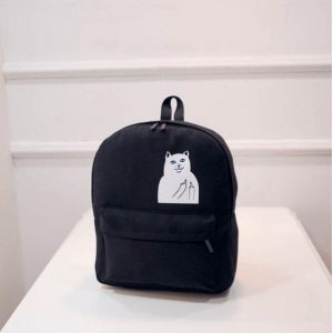 Черный рюкзак с котиком факью 048