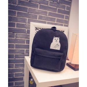 Черный рюкзак с котиком факью 048