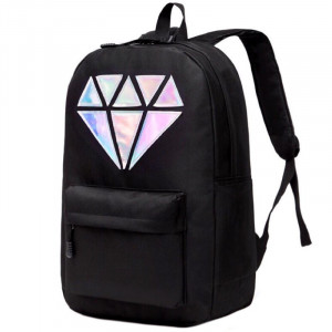 Черный рюкзак с голографическим бриллиантом